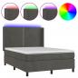 Preview: Boxspringbett mit Matratze & LED Dunkelgrau 140x200 cm Samt