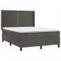 Preview: Boxspringbett mit Matratze & LED Dunkelgrau 140x200 cm Samt