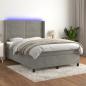 Preview: ARDEBO.de - Boxspringbett mit Matratze & LED Hellgrau 140x190 cm Samt