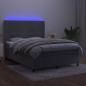 Preview: Boxspringbett mit Matratze & LED Hellgrau 140x190 cm Samt