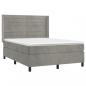 Preview: Boxspringbett mit Matratze & LED Hellgrau 140x190 cm Samt