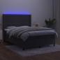 Preview: Boxspringbett mit Matratze & LED Dunkelgrau 140x190 cm Samt