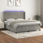 Preview: ARDEBO.de - Boxspringbett mit Matratze & LED Hellgrau 180x200 cm Samt