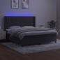 Preview: Boxspringbett mit Matratze & LED Dunkelgrau 180x200 cm Samt