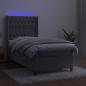 Preview: Boxspringbett mit Matratze & LED Hellgrau 90x190 cm Samt