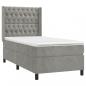 Preview: Boxspringbett mit Matratze & LED Hellgrau 90x190 cm Samt