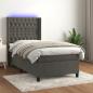 Preview: ARDEBO.de - Boxspringbett mit Matratze & LED Dunkelgrau 90x200 cm Samt