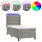 Preview: Boxspringbett mit Matratze & LED Hellgrau 100x200 cm Samt