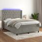 Preview: ARDEBO.de - Boxspringbett mit Matratze & LED Hellgrau 140x190 cm Samt