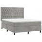 Preview: Boxspringbett mit Matratze & LED Hellgrau 140x190 cm Samt