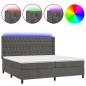 Preview: Boxspringbett mit Matratze & LED Dunkelgrau 200x200 cm Samt