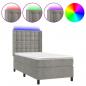 Preview: Boxspringbett mit Matratze & LED Hellgrau 90x190 cm Samt