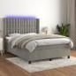 Preview: ARDEBO.de - Boxspringbett mit Matratze & LED Hellgrau 140x190 cm Samt