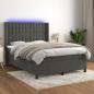 Preview: ARDEBO.de - Boxspringbett mit Matratze & LED Dunkelgrau 140x190 cm Samt