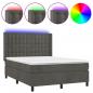 Preview: Boxspringbett mit Matratze & LED Dunkelgrau 140x190 cm Samt