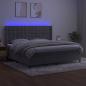 Preview: Boxspringbett mit Matratze & LED Hellgrau 200x200 cm Samt