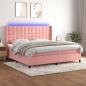 Preview: ARDEBO.de - Boxspringbett mit Matratze & LED Rosa 200x200 cm Samt