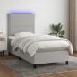 Preview: ARDEBO.de - Boxspringbett mit Matratze & LED Hellgrau 90x190 cm Stoff