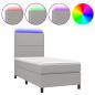 Preview: Boxspringbett mit Matratze & LED Hellgrau 90x190 cm Stoff