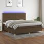 Preview: ARDEBO.de - Boxspringbett mit Matratze & LED Dunkelbraun 200x200 cm Stoff