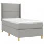 Preview: Boxspringbett mit Matratze & LED Hellgrau 90x190 cm Stoff