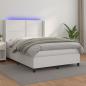 Preview: ARDEBO.de - Boxspringbett mit Matratze & LED Weiß 140x200 cm Kunstleder