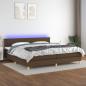 Preview: ARDEBO.de - Boxspringbett mit Matratze & LED Dunkelbraun 200x200 cm Stoff