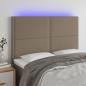 Preview: ARDEBO.de - LED Kopfteil Taupe 144x5x118/128 cm Stoff