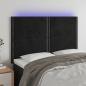 Preview: ARDEBO.de - LED Kopfteil Schwarz 144x5x118/128 cm Samt