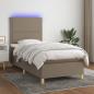 Preview: ARDEBO.de - Boxspringbett mit Matratze & LED Taupe 90x200 cm Stoff