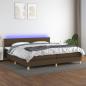 Preview: ARDEBO.de - Boxspringbett mit Matratze & LED Dunkelbraun 200x200 cm Stoff