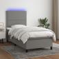 Preview: ARDEBO.de - Boxspringbett mit Matratze & LED Dunkelgrau 90x200 cm Stoff