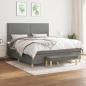 Preview: ARDEBO.de - Boxspringbett mit Matratze Dunkelgrau 180x200 cm Stoff