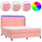 Preview: Boxspringbett mit Matratze & LED Rosa 160x200 cm Samt