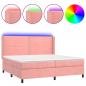 Preview: Boxspringbett mit Matratze & LED Rosa 200x200 cm Samt