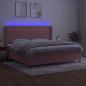 Preview: Boxspringbett mit Matratze & LED Rosa 200x200 cm Samt