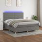 Preview: ARDEBO.de - Boxspringbett mit Matratze & LED Dunkelgrau 180x200 cm Stoff