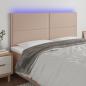 Preview: ARDEBO.de - LED Kopfteil Cappuccino-Braun 180x5x118/128cm Kunstleder