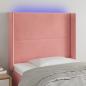 Preview: ARDEBO.de - LED Kopfteil Rosa 83x16x118/128 cm Samt