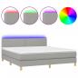 Preview: Boxspringbett mit Matratze & LED Hellgrau 180x200 cm Stoff