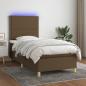 Preview: ARDEBO.de - Boxspringbett mit Matratze & LED Dunkelbraun 90x200 cm Stoff