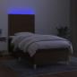 Preview: Boxspringbett mit Matratze & LED Dunkelbraun 90x200 cm Stoff