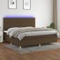 Preview: ARDEBO.de - Boxspringbett mit Matratze & LED Dunkelbraun 200x200 cm Stoff