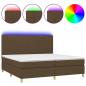 Preview: Boxspringbett mit Matratze & LED Dunkelbraun 200x200 cm Stoff