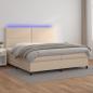 Preview: ARDEBO.de - Boxspringbett mit Matratze & LED Cappuccino-Braun 200x200cm