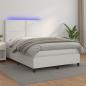 Preview: ARDEBO.de - Boxspringbett mit Matratze & LED Weiß 140x200 cm Kunstleder