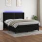 Preview: ARDEBO.de - Boxspringbett mit Matratze & LED Schwarz 180x200 cm Stoff