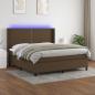 Preview: ARDEBO.de - Boxspringbett mit Matratze & LED Dunkelbraun 160x200 cm Stoff