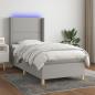 Preview: ARDEBO.de - Boxspringbett mit Matratze & LED Hellgrau 90x200 cm Stoff