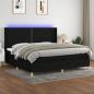 Preview: ARDEBO.de - Boxspringbett mit Matratze & LED Schwarz 200x200 cm Stoff